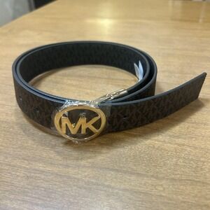 MICHAEL Michael Kors Belt Womens Medium Brown Twist Reversible Logo Buckle MK